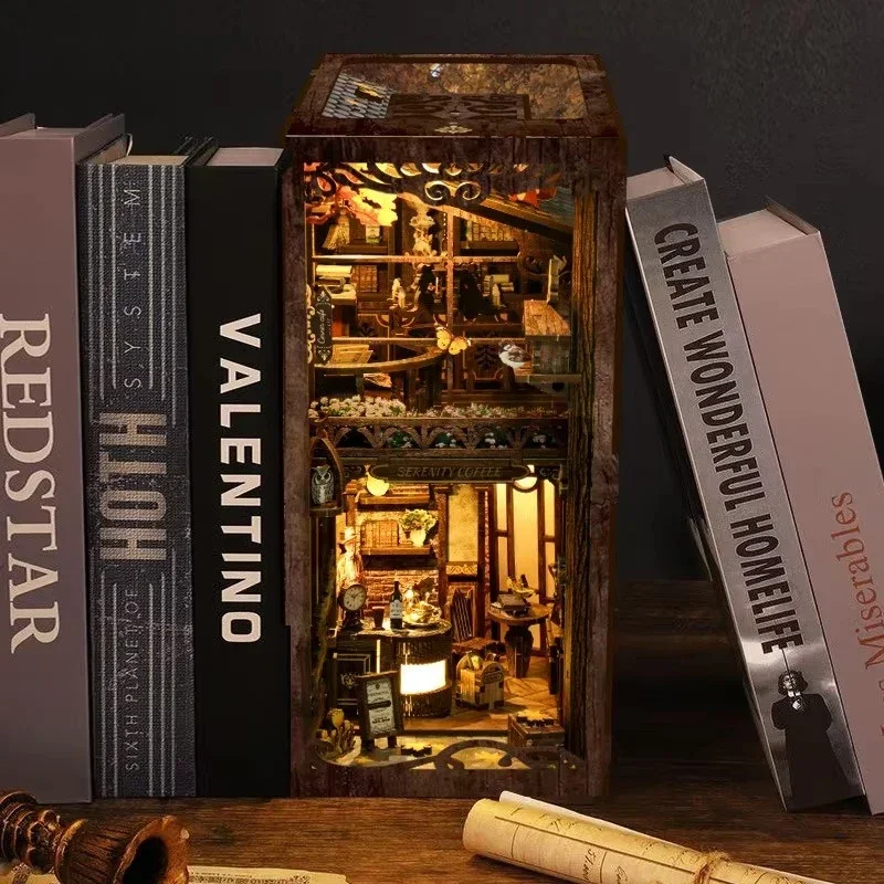Serenity Coffee House Bookshel - Diy Wooden Book Nook Kit Shelf Insert 评论和价格